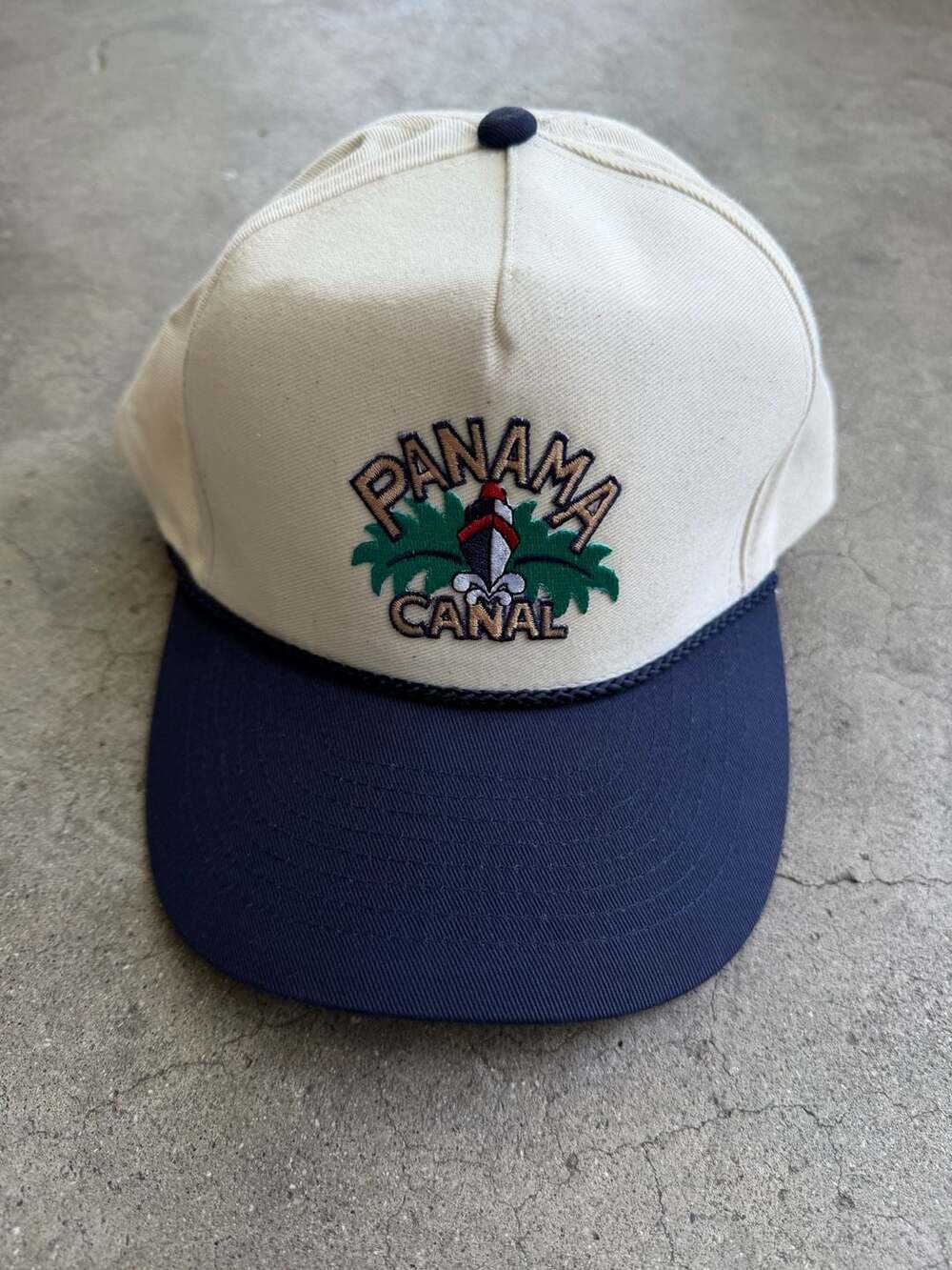 Vintage Panama Canal Embroidered Rope Snapback Hat